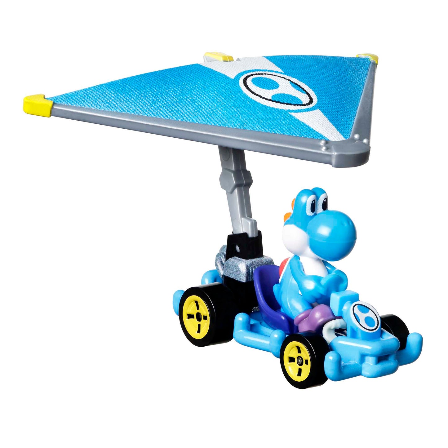 Hot Wheels Mario Kart Veh¨ªculo de Juguete Yoshi Azul Claro Pipe Frame con Super Glider